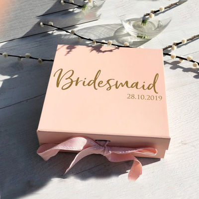 Personalised Printed Bridal Party Gift Set Packaging Box Pink Bridesmaid Proposal Gift Packaging Box With Ribbon