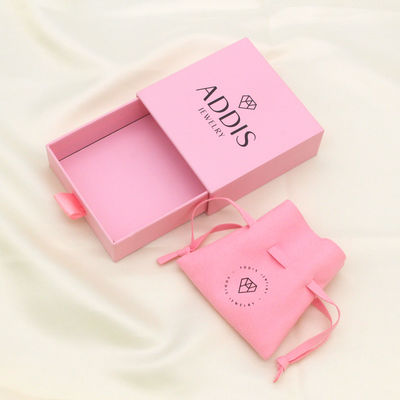 Custom Printed Slide Drawer Jewelry Pouch And Box Luxury Jewelry Packaging Box With Logo