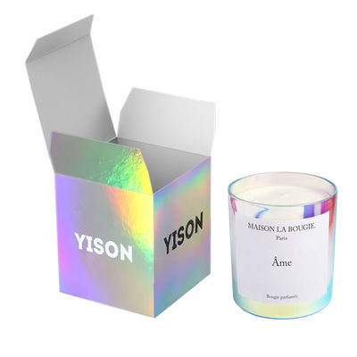 Custom Logo Printed Kraft Iridescent Holographic Candle Packaging Box