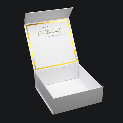 Custom Wedding Favour Invitations Bridal Bridesmaid Groomsmen Proposal Boxes Folding Magnetic Gift Box White Gold