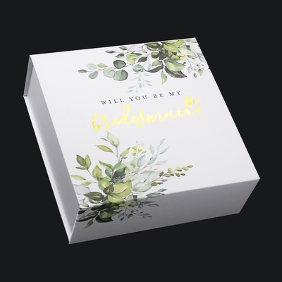 Custom Wedding Favour Invitations Bridal Bridesmaid Groomsmen Proposal Boxes Folding Magnetic Gift Box White Gold