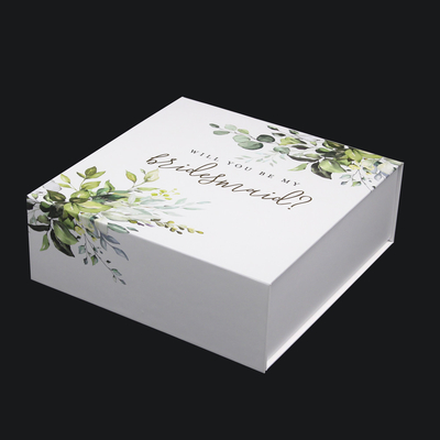 Custom Wedding Favour Invitations Bridal Bridesmaid Groomsmen Proposal Boxes Folding Magnetic Gift Box White Gold