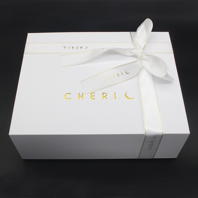 Custom Logo Printing Wholesale Large White Magnetic Gift Box With Ribbon