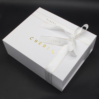 Custom Logo Printing Wholesale Large White Magnetic Gift Box With Ribbon