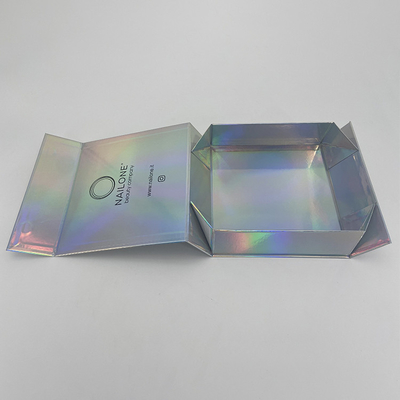 Custom Printed Deluxe Holographic Rigid Foldable Magnetic Closure Gift Cosmetics Packaging Paper Box