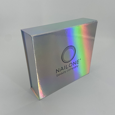 Custom Printed Deluxe Holographic Rigid Foldable Magnetic Closure Gift Cosmetics Packaging Paper Box