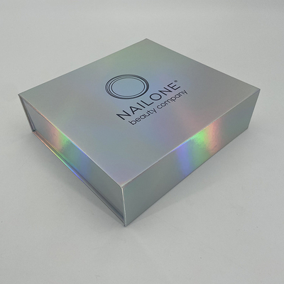 Custom Printed Deluxe Holographic Rigid Foldable Magnetic Closure Gift Cosmetics Packaging Paper Box