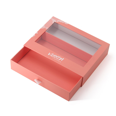 Custom Logo Printed Pull Out Sleeve Slide Drawer Box Packaging With Window