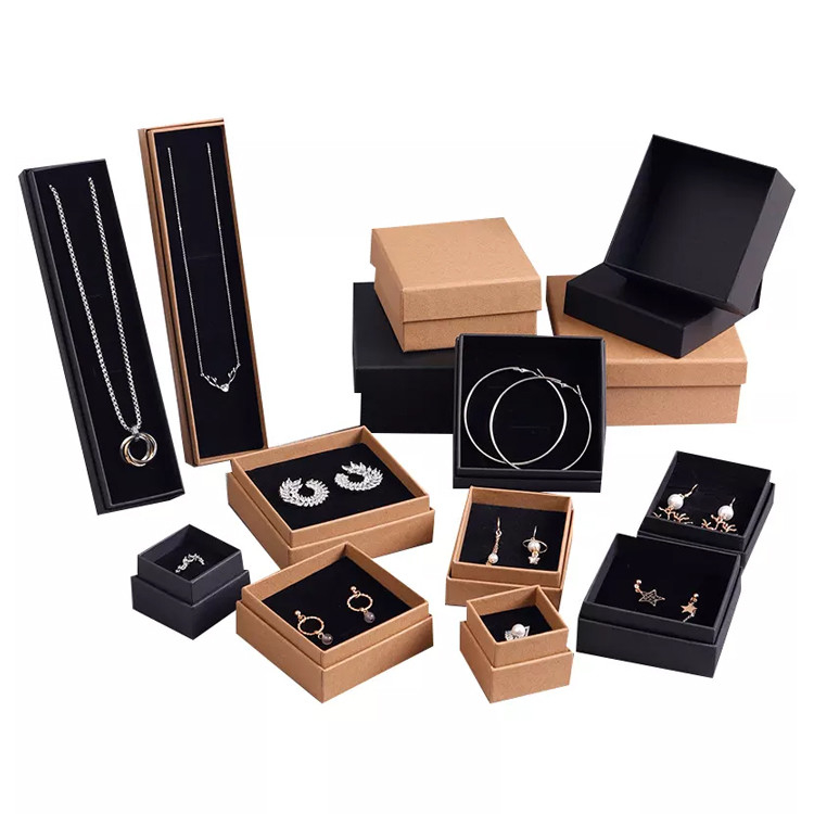 Custom Kraft Paper Jewelry Box For Jewellery Rings Bracelets Necklace Earring Bangle Pendant Packaging
