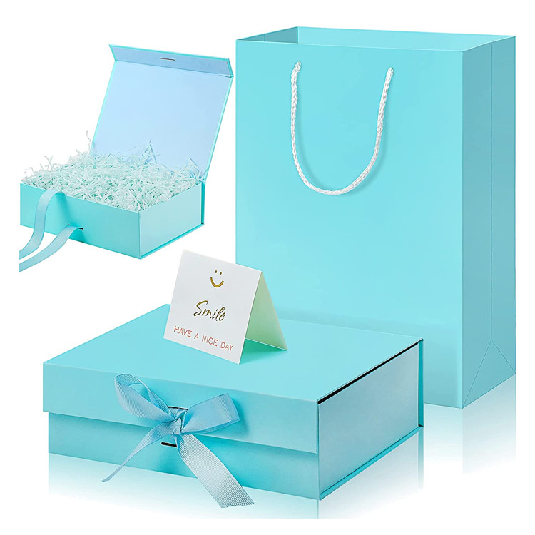 Custom Luxury Packaging Gift Present Box With Lids And Changeable Ribbon Paper Bags A Greeting Card And Tissue Paper