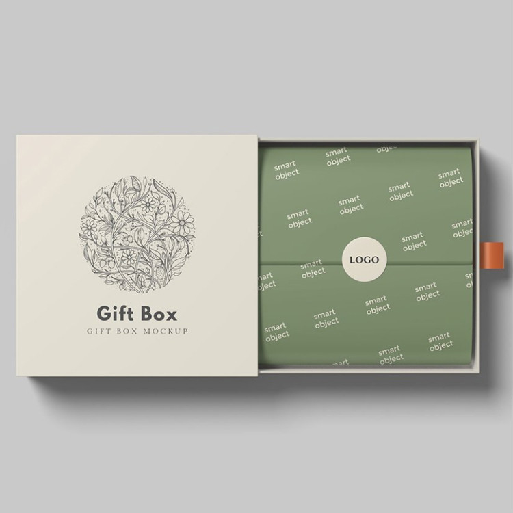 Eco Friendly Custom Logo Cardboard Jewelry Ribbon Sliding Drawer Gift Cosmetics Packaging Paper Box