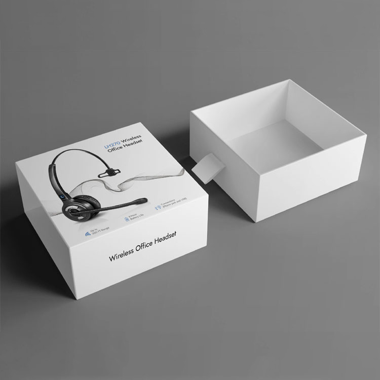 Custom Logo White Rigid Sliding Headphone Headset Paper Gift Packaging Box