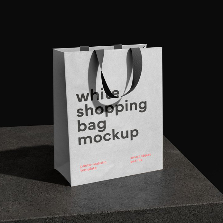 Custom Logo White Coated Shipping Paper Bags With Handles