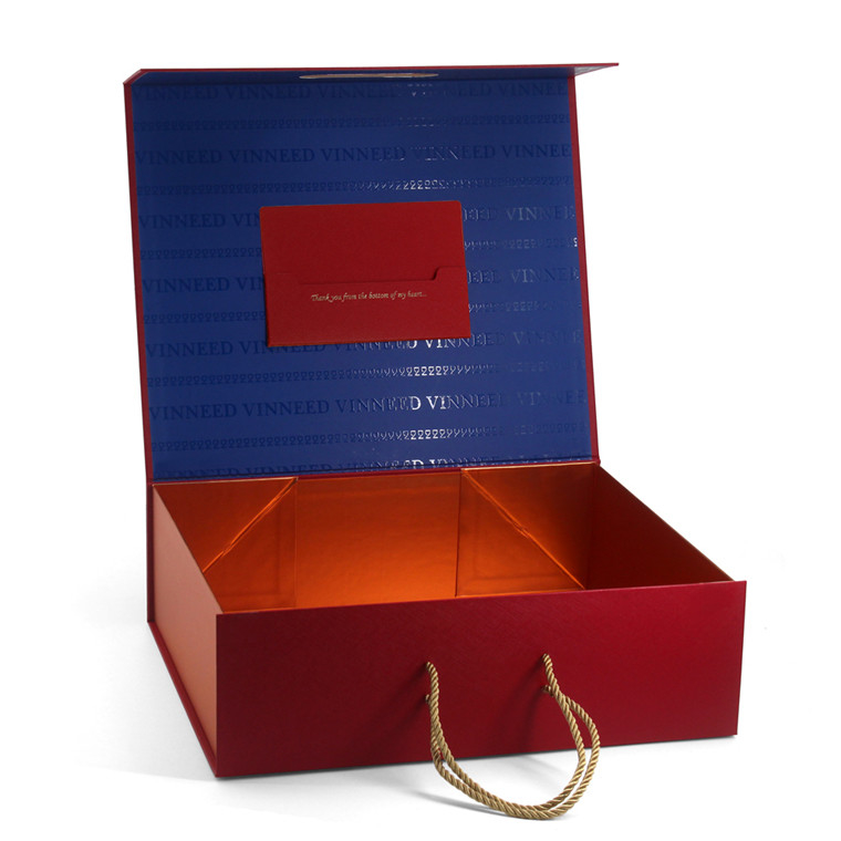 Custom Red Folding Magnetic Paper Cardboard Gift Box Packaging Luxury