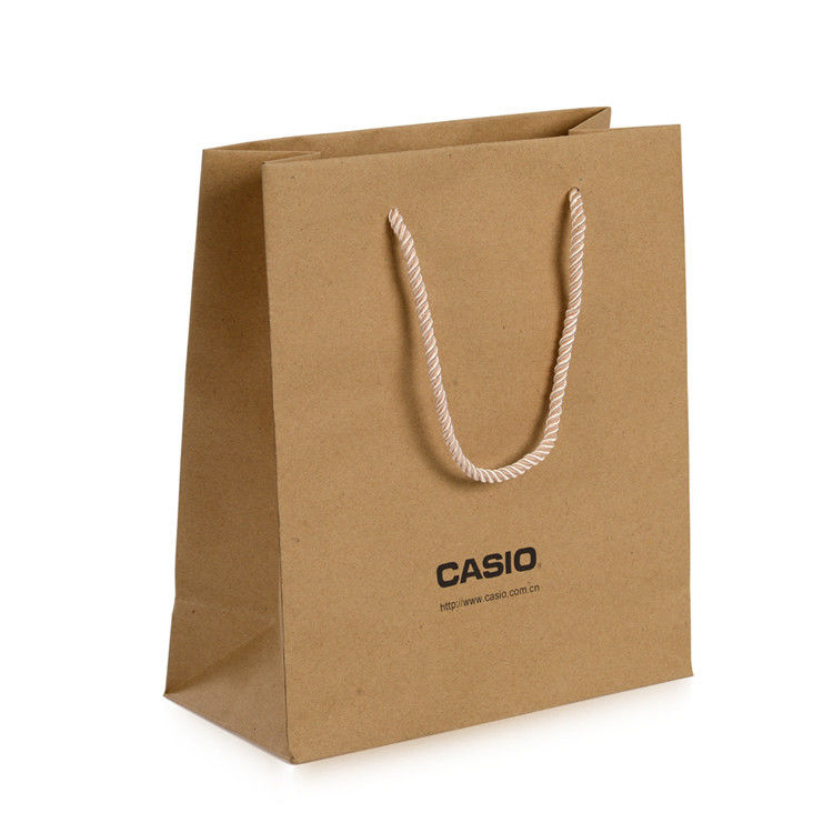 Recycled Kraft Paper Shopping Bags , Custom Kraft Paper Bags For Clothing Packaging