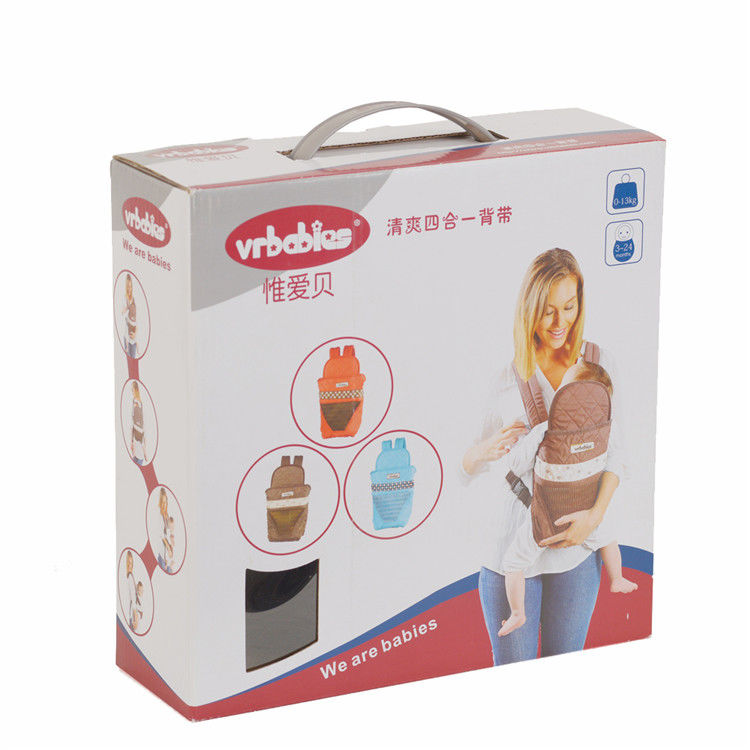 Baby Sling Packaging Cardboard Corrugated Box With Plastic Handle Full Color Printing