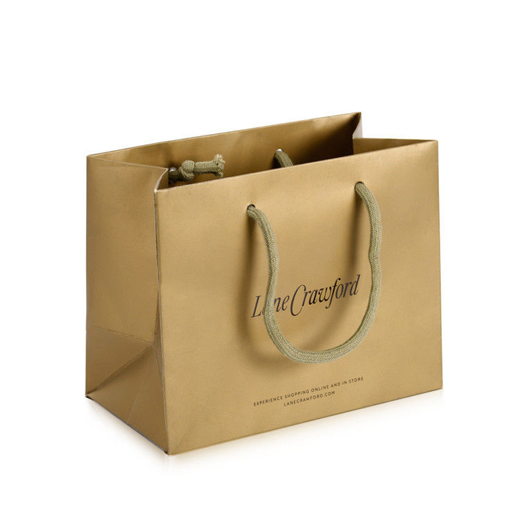 Recyclable Luxury Branded Paper Bags , Custom Printed Paper Shopping Bags