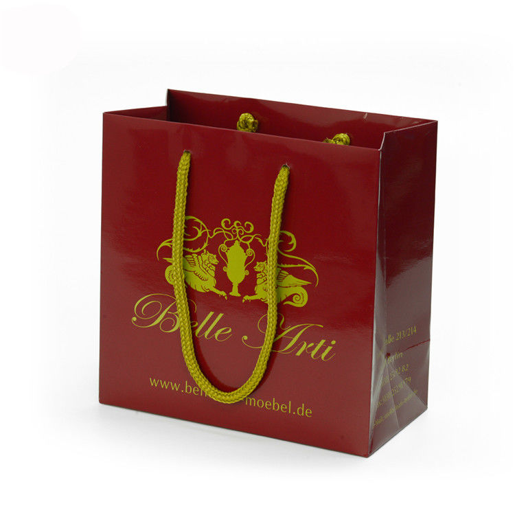 Red Color Handmade Branded Paper Bags With Your Own Logo Printing