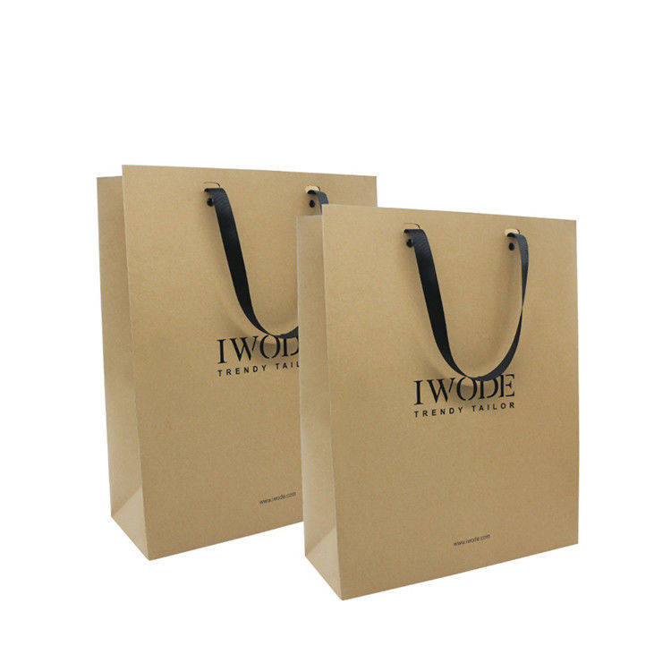 Large Brown Kraft Paper Shopping Bags Fashionable with Custom Printed Logo