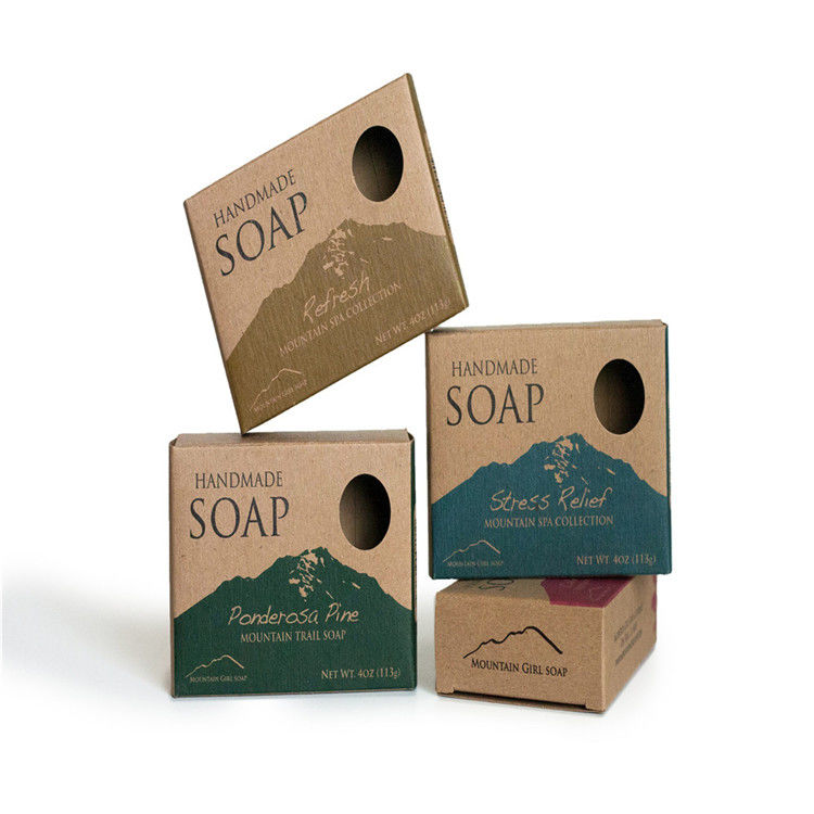 Custom Printed Die Cut Soap Packaging Box With Recycled Brown Kraft Paper