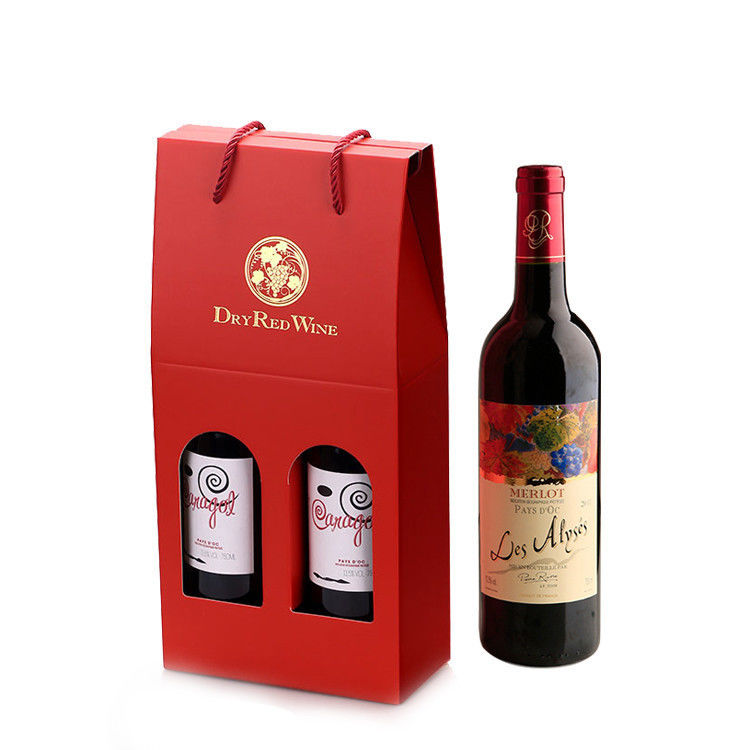 Paper Cardboard Wine Bottle Packaging Box With Custom Printed Logo