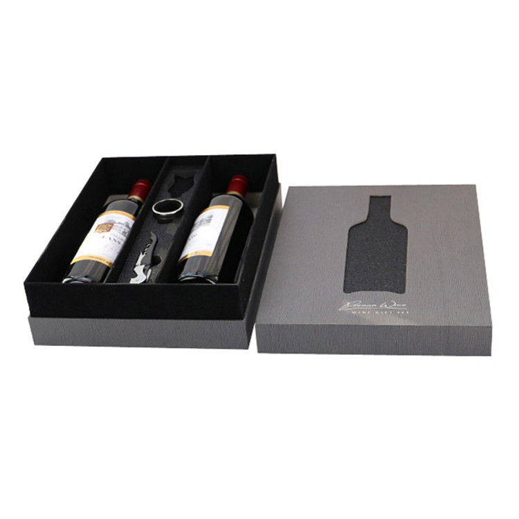 Two Piece Printed Red Wine Gift Boxes , Wine Bottle Packaging Box With Logo