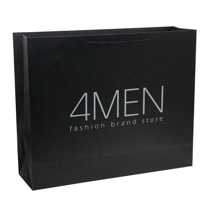 Custom Matt Lamination Luxury Black Packaging Paper Bags For Clothes Packaging