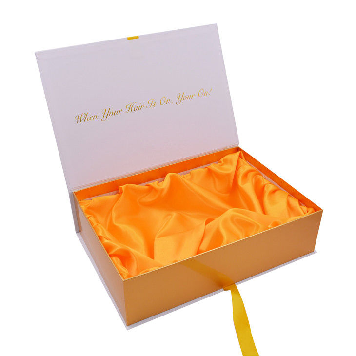 Luxury Custom Logo Wigs Packaging Box With Ribbon And Satin For Hair Extensions