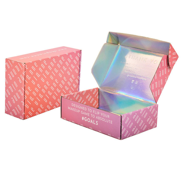 Custom Color Printed Iridescent Holographic Box / Makeup Mailer Holographic Cosmetics Product Packaging Box