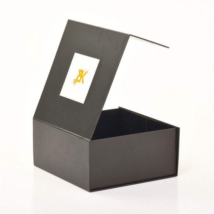 Custom Black Paper Rigid Cardboard Box With Clear PVC Window