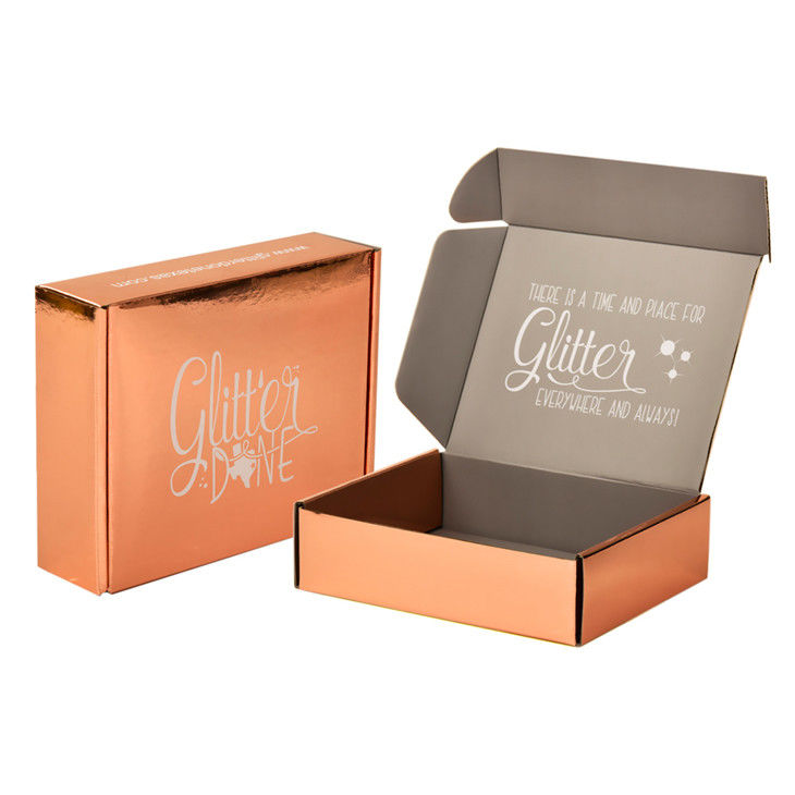 Custom Paper Rose Gold Metalized Boxes Packaging Metallic Mailer Box