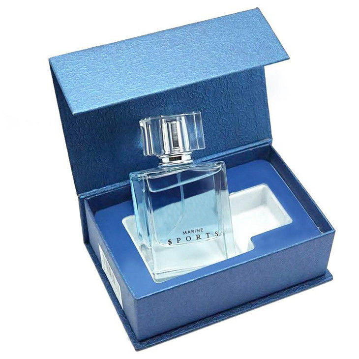 Custom Luxury Blue Cologne Perfume Bottle Gift Boxes With Insert