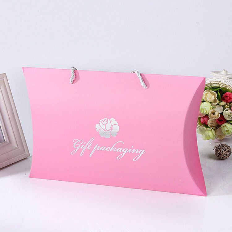 Custom Logo Printing Paper Pink Pillow Gift Box Wholesale Pillow Box Packaging For Hair Bundles