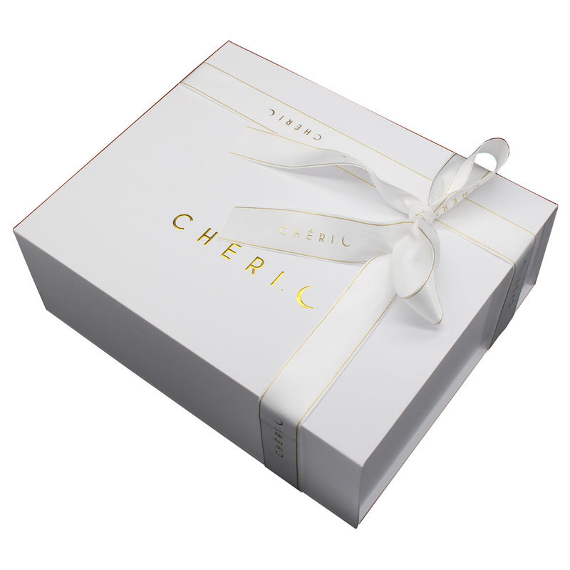 Custom Logo Printing Wholesale Large White Magnetic Gift Box With Ribbon