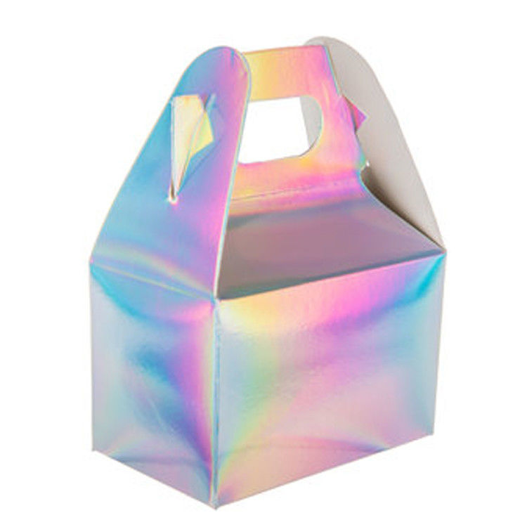 Custom Logo Printed Holographic Iridescent Foil Gable Packaging Boxes