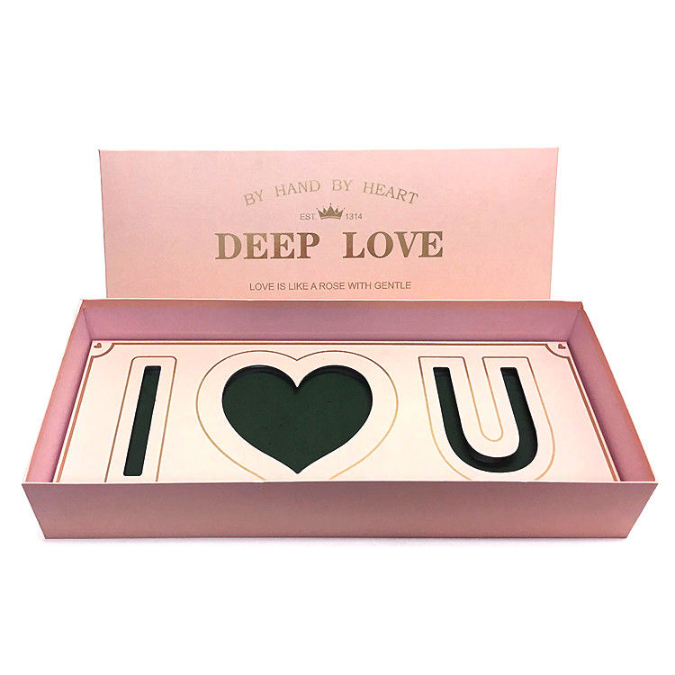 Custom Logo Printing Valentine Mothers Day Gift Boxes Pink Deep I Love You U Mom Rose Flower Box