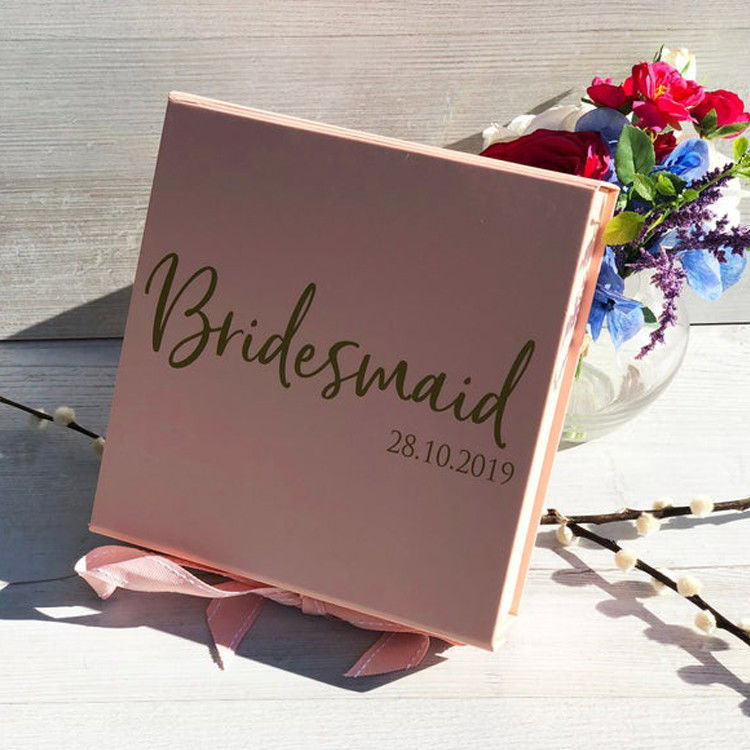 Personalised Printed Bridal Party Gift Set Packaging Box Pink Bridesmaid Proposal Gift Packaging Box With Ribbon