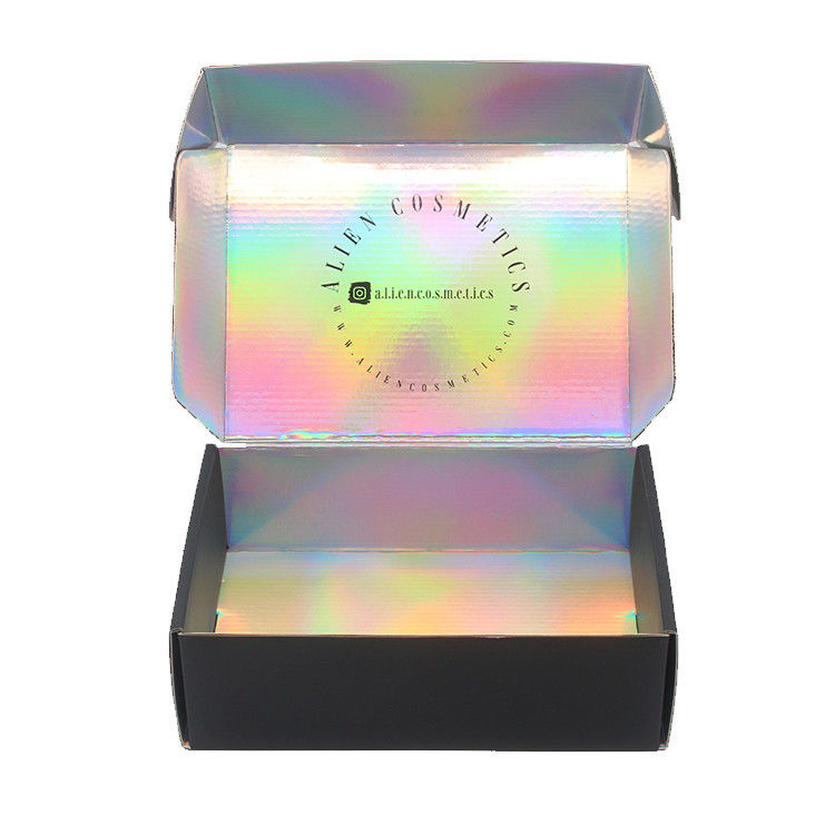 Custom Printing Paper Black Holographic Corrugated Packing Shipping Box
