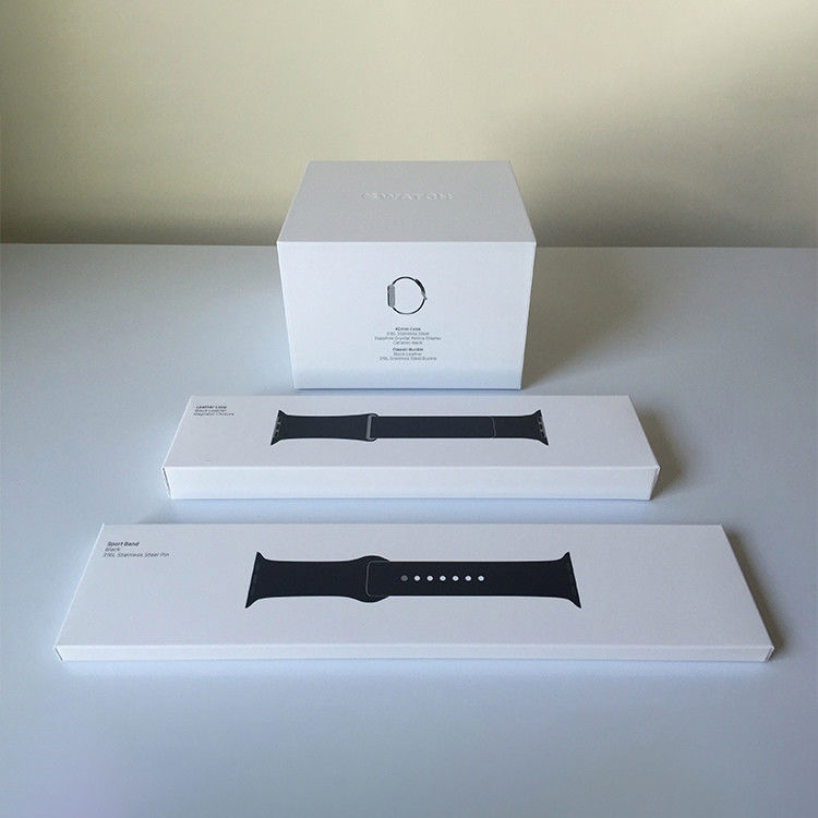 Custom Logo Printed White Smart Apple Watch Bands Storage Packaging Box For Watch Band