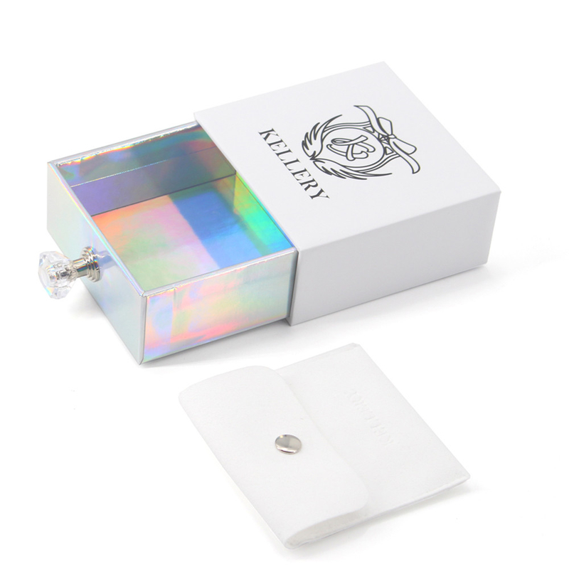 Custom Holographic Sliding Drawer Jewelry Box Vintage Small Jewellery Packing Gift Box